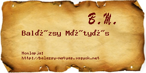 Balázsy Mátyás névjegykártya