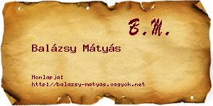 Balázsy Mátyás névjegykártya